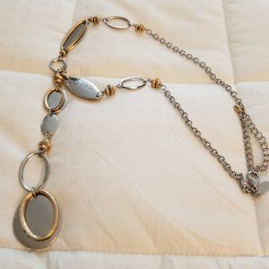 mixed metal y shaped necklace